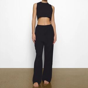 SKIMS NWT Boyfriend Loose Fit Pant Onyx Black Straight Leg Pant